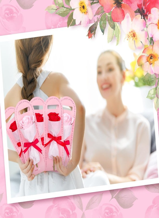 Whaline 50 Set Flower Boxes Valentine's Day Flower Single Packaging Bag with Ribbon Tissue Paper Flower Bouquet Florist Portable Box Creative Decor for Mother's Day Wedding Birthday Party Gift Wrap - Image 5